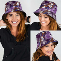 Polynesian Monstera Tiare Floral Bucket Hat Lavender Tropical Plaid LT01 - Polynesian Pride