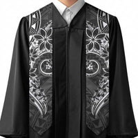 Polynesian Pattern With Plumeria Flowers Graduation Stole Black