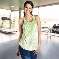Polynesian Tiare Flower Sage Green Pastel Women Racerback Tank