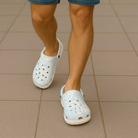 Polynesian Tiare Monstera Baby Blue Clogs Shoes Liquid Style - Polynesian Pride