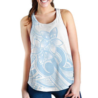 Polynesian Tribal Plumeria Lotu Tamaiti Women Racerback Tank Pastel Sky Blue - Polynesian Pride