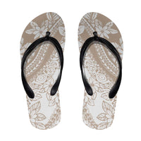 Polynesian Tropical Flowers Beige Pastel Vibes Flip Flops - Polynesian Pride