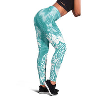 Polynesian Women's Day Leggings Plumeria Passion - Teal LT7 - Polynesian Pride