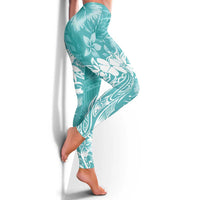Polynesian Women's Day Leggings Plumeria Passion - Teal LT7 - Polynesian Pride
