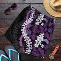 Poni Aloha Hawaii Lei Shorts for Men Tropical Flowers Elegant Vibe LT14 Purple - Polynesian Pride