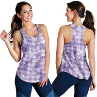 Poni Aloha Hawaii Women Racerback Tank Plumeria Lei With Palaka Motif - Polynesian Pride