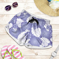 Purple Aloha Hawaii Shorts for Women Monstera Hibiscus Plumeria Seamless Vibes - Polynesian Pride
