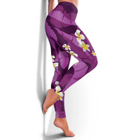 Purple Banana Leaf Hawaii Leggings Lau Maia Plumeria Tropical Summer Vibes LT14 - Polynesian Pride