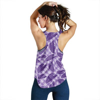 Purple Hawaii Kalo Palaka Motifs Women Racerback Tank Hawaiian Taro Leaves Elegant Vibes