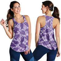Purple Hawaii Kalo Palaka Motifs Women Racerback Tank Hawaiian Taro Leaves Elegant Vibes