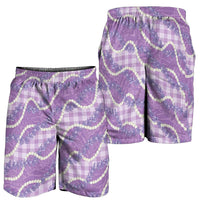 Purple Hawaii Palaka Honohono Pikake Shorts for Men Hawaiian Orchid Lei Polynesian Pattern - Polynesian Pride