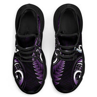 Purple New Zealand Clunky Sneakers Aotearoa Silver Fern With Manaia Maori Unique