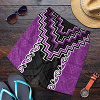 Purple Niho Taniwha Mix Poutama Shorts for Men Unique Taniko Aotearoa LT01 Purple - Polynesian Pride