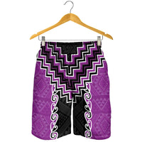 Purple Niho Taniwha Mix Poutama Shorts for Men Unique Taniko Aotearoa LT01 - Polynesian Pride
