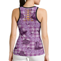 Purple Palaka Hawaii Cowboy Hollow Tank Top Puakenikeni Lei Paniolo Papale Seamless Vibes - Polynesian Pride