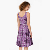 Purple Palaka Hawaii Cowboy Midi Dress Puakenikeni Lei Paniolo Papale Seamless Vibes - Polynesian Pride