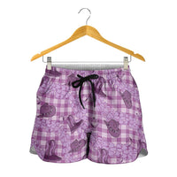 Purple Palaka Hawaii Cowboy Shorts for Women Puakenikeni Lei Paniolo Papale Seamless Vibes - Polynesian Pride