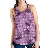 Purple Palaka Hawaii Cowboy Women Racerback Tank Puakenikeni Lei Paniolo Papale Seamless Vibes - Polynesian Pride