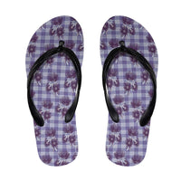 Purple Palaka Hawaii Flip Flops Hawaiian Lehua Blossoms
