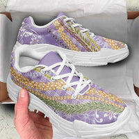 Purple Palaka Hawaii Leis Chunky Sneakers Hawaiian-plaid Elegant Tropical Vibes