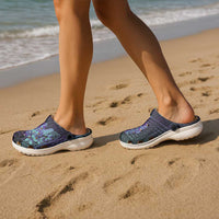 Purple Paradise Hawaii Clogs Shoes Hammerhead Shark Tattoo Curve Polynesian - Polynesian Pride