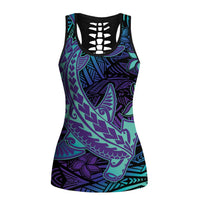 Purple Paradise Hawaiian Tribal Hammerhead Shark Hollow Tank Top - Polynesian Pride