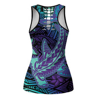 Purple Paradise Hawaiian Tribal Hammerhead Shark Hollow Tank Top - Polynesian Pride