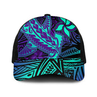 Purple Paradise Polynesian Mesh Trucker Cap Hawaiian Tribal Hammerhead Shark LT14 One Size Black Purple - Polynesian Pride