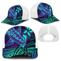 Purple Paradise Polynesian Mesh Trucker Cap Hawaiian Tribal Hammerhead Shark LT14 - Polynesian Pride