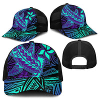 Purple Paradise Polynesian Mesh Trucker Cap Hawaiian Tribal Hammerhead Shark LT14 - Polynesian Pride