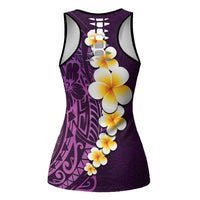 Purple Polynesia Hollow Tank Top Plumeria Tropical Leaves Galaxy Polynesian Art - Polynesian Pride