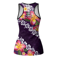 Purple Polynesia Hollow Tank Top Plumeria With Hibiscus Pattern Tropical Vibes - Polynesian Pride