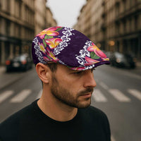 Purple Polynesia Jeff Hat Plumeria With Hibiscus Pattern Tropical Vibes - Polynesian Pride