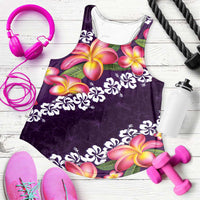 Purple Polynesia Women Racerback Tank Plumeria With Hibiscus Pattern Tropical Vibes - Polynesian Pride