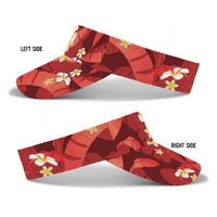 Red Banana Leaf Hawaii Sun Visor Cap Lau Maia Plumeria Tropical Summer Vibes LT14 - Polynesian Pride