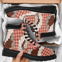 Red Hawaii Tiare and Shell Lei All Season Boots Hawaiian Palaka Luxury Vibes LT14 Red - Polynesian Pride