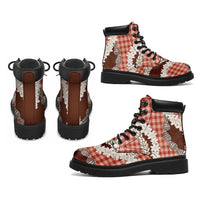 Red Hawaii Tiare and Shell Lei All Season Boots Hawaiian Palaka Luxury Vibes LT14 - Polynesian Pride