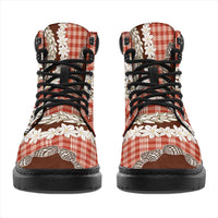 Red Hawaii Tiare and Shell Lei All Season Boots Hawaiian Palaka Luxury Vibes LT14 - Polynesian Pride