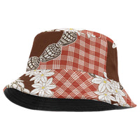 Red Hawaii Tiare and Shell Lei Bucket Hat Hawaiian Palaka Luxury Vibes LT14 One Size Red - Polynesian Pride