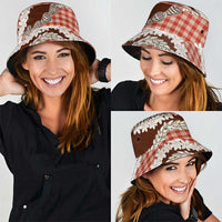 Red Hawaii Tiare and Shell Lei Bucket Hat Hawaiian Palaka Luxury Vibes LT14 - Polynesian Pride