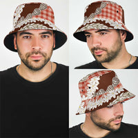 Red Hawaii Tiare and Shell Lei Bucket Hat Hawaiian Palaka Luxury Vibes LT14 - Polynesian Pride