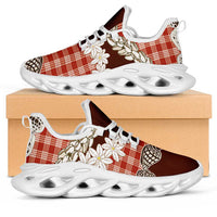 Red Hawaii Tiare and Shell Lei Clunky Sneakers Hawaiian Palaka Luxury Vibes LT14 Red - Polynesian Pride
