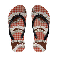 Red Hawaii Tiare and Shell Lei Flip Flops Hawaiian Palaka Luxury Vibes LT14 Red - Polynesian Pride