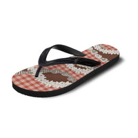 Red Hawaii Tiare and Shell Lei Flip Flops Hawaiian Palaka Luxury Vibes LT14 - Polynesian Pride