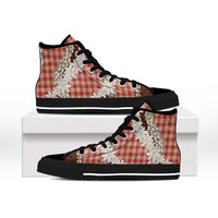 Red Hawaii Tiare and Shell Lei High Top Shoes Hawaiian Palaka Luxury Vibes LT14 - Polynesian Pride