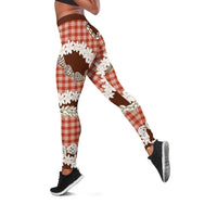Red Hawaii Tiare and Shell Lei Leggings Hawaiian Palaka Luxury Vibes LT14 Red - Polynesian Pride