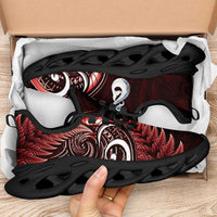 Red New Zealand Clunky Sneakers Aotearoa Silver Fern With Manaia Maori Unique LT14 - Polynesian Pride