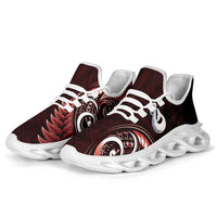 Red New Zealand Clunky Sneakers Aotearoa Silver Fern With Manaia Maori Unique LT14 - Polynesian Pride