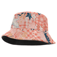 Red Palaka Crane and Flowers Bucket Hat Japan Heritage Spirit LT9 One Size Red - Polynesian Pride