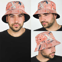 Red Palaka Crane and Flowers Bucket Hat Japan Heritage Spirit LT9 - Polynesian Pride